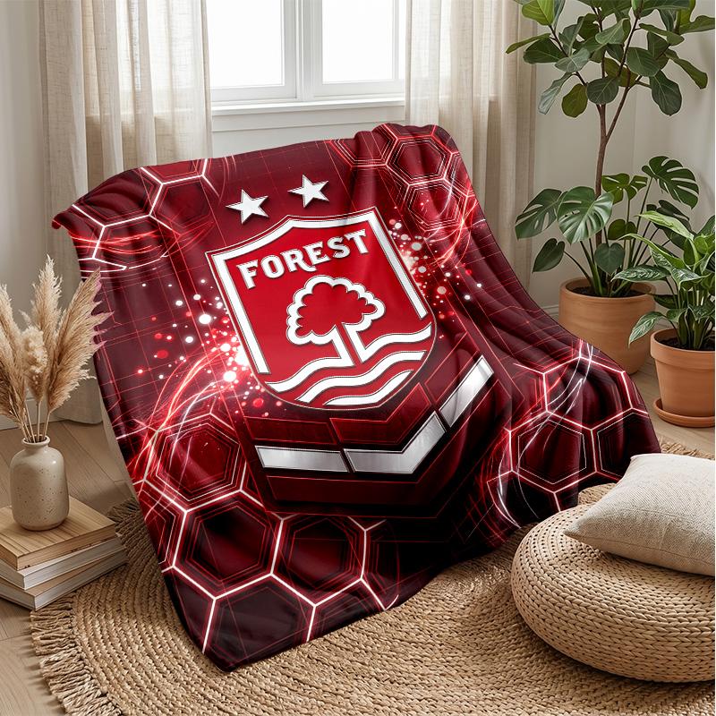 Nottingham Forest Football Print Flannel Blanket, Soft Warm Lightweight Throw Blanket for Sofa Bed Camping