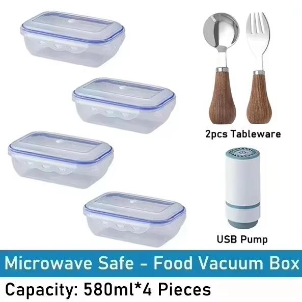 Вакуумный контейнер для хранения продуктов Прозрачный контейнер для хранения Органайзер для холодильника Подходит для микроволновой печи Герметичный контейнер для сохранения свежести Диспенсер для продуктов