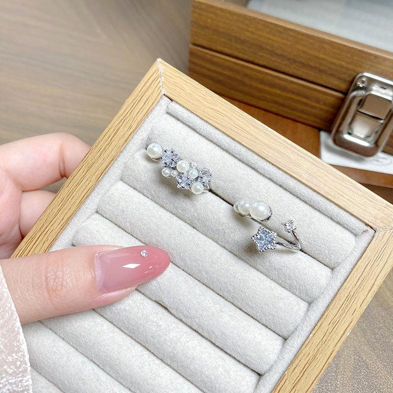 [Star Bead Romance] Stars Full Of Diamonds Zircon Cross Opening Ring Exquisite Elegance Personality High Sense Ring Woman