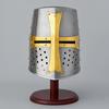 Crusader Helmet Replica – Full-Size Medieval Steel Helmet with Brass Cross – Great Helm Knight Armor