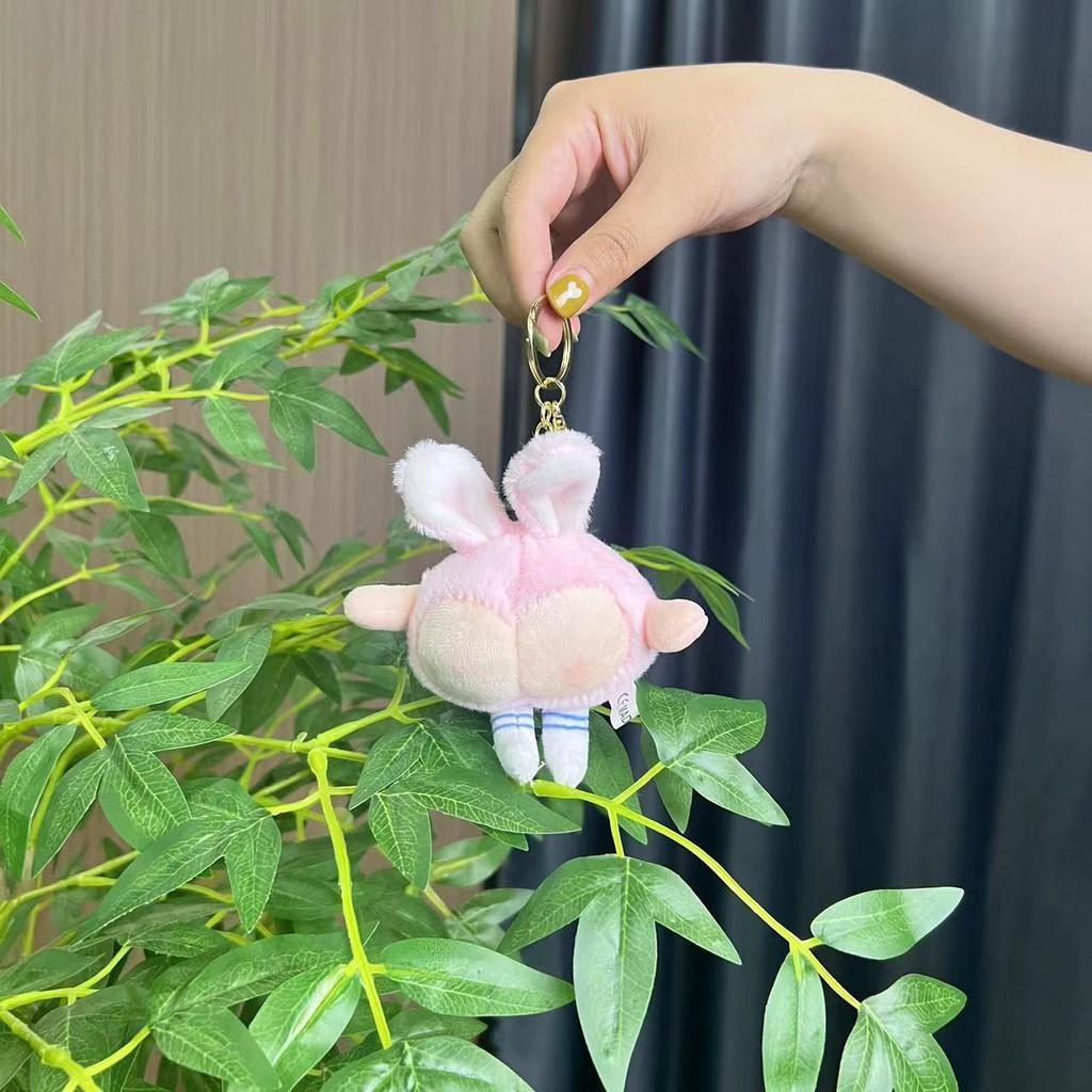 Персиковый Пушистый Плюшевый Брелок в Виде Заячьих Ушек Милый Дизайн Собаки Забавный Аксессуар Для Сумок