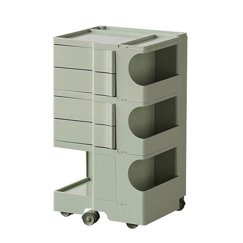 Rolling Nightstand 3 Layer Rotating Drawer Impact Resistant Plastic Wheel Bedside Table for Bedroom