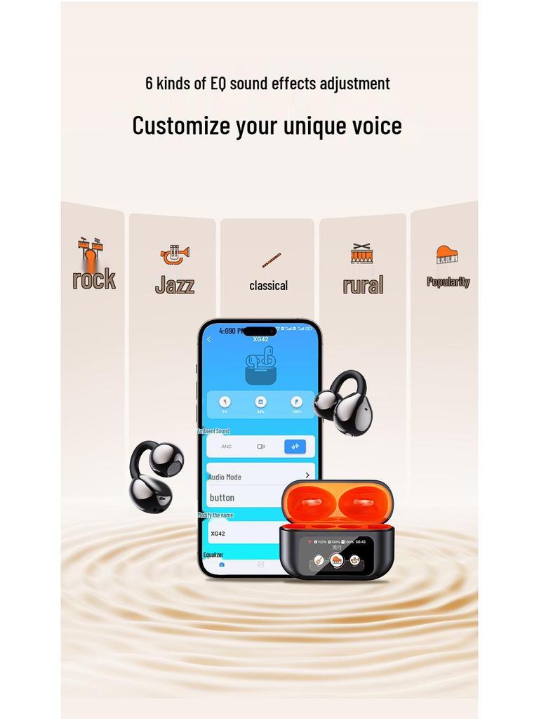 Bluetooth-гарнитура XG42 с зажимом для уха, цветным экраном и ИИ-переводом