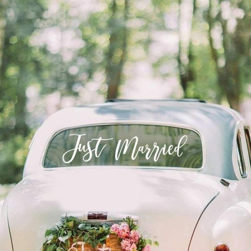 Съемные наклейки на свадебный автомобиль 'Just Married' Виниловые наклейки Для вечеринки в честь помолвки Домашние украшения Наклейки на окна Подарок