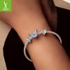 New 925 Sterling Silver Blue Dripping Oil Dream Galaxy Silicone Bead Diy Bracelet Beaded Accessories