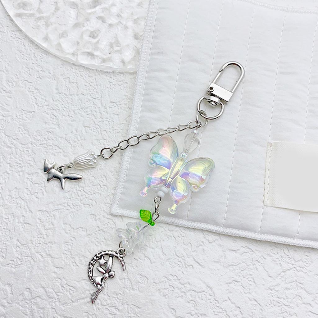 Стильное украшение для телефона и ключей Элегантный акриловый кулон-шарм в виде бабочки с цветовым градиентом для телефонов и ключей
