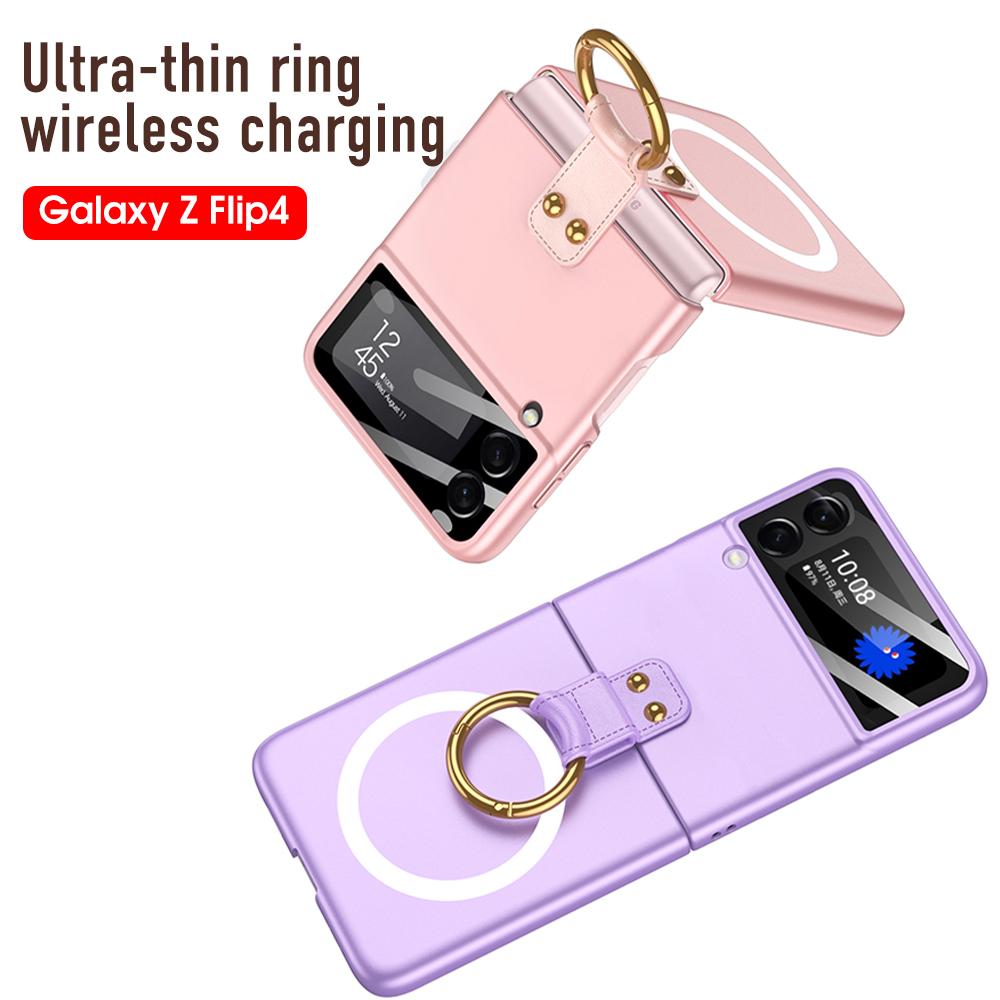 Чехол Magsafe для Samsung Galaxy Z Flip 4 3, магнитный чехол с беспроводной зарядкой, ультратонкий матовый кольцевой держатель, противоударный жесткий чехол