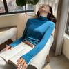 Lake Blue Inner Layer Autumn and Winter Velvet Half Turtleneck Bottoming Shirt for Women New Brushed Tight Top That Can Be Worn Outside