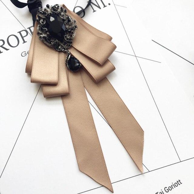 Винтажная брошь в виде галстука-бабочки из ткани с кристаллами, корейская мода, галстуки-бабочки, галстуки для женщин, белый рубашечный воротник, роскошные ювелирные аксессуары