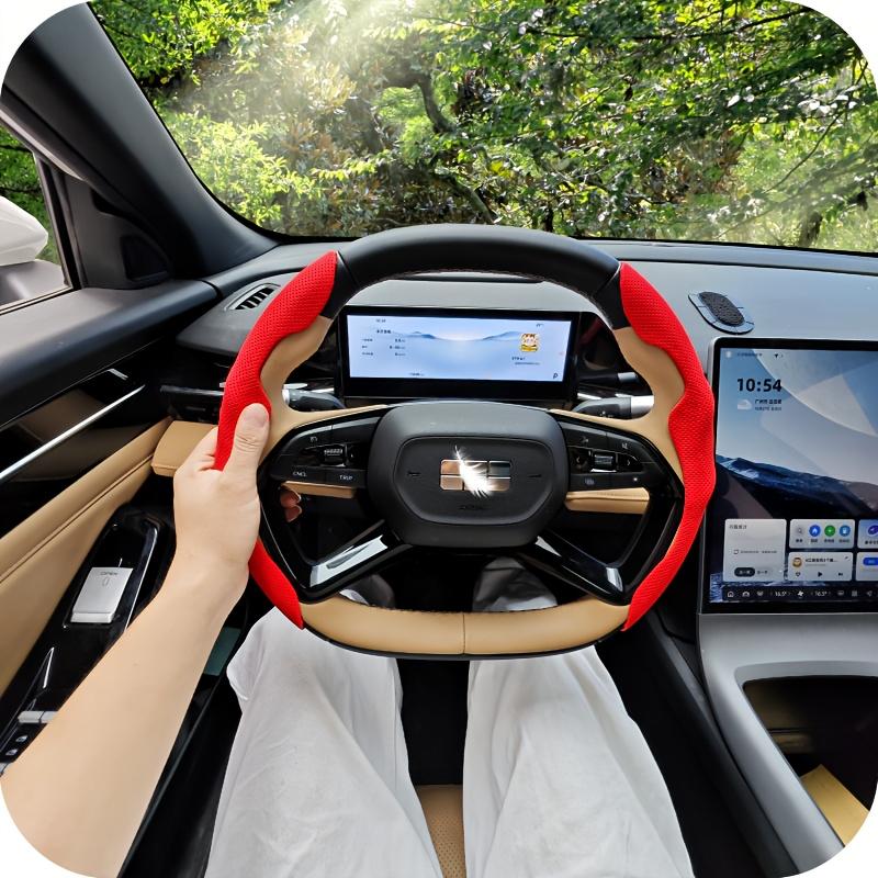 Ультратонкая влагопоглощающая оплетка на руль из ПУ кожи - Противоскользящая, Для всесезонного использования, Защита от пота, Стильный интерьер, Гладкая текстура, Противоскользящее сцепление