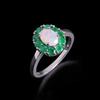 Gorgeous 925 Sterling Silver Flower Design Ring Natural Opal Emerald Real Gemstones Fine Jewelry for Women's Anniversary Gifts