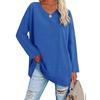 Spring and Autumn Ladies Blouse Long Sleeve Multicolor Loose Drop Shoulder Sleeve V-neck Solid Color Female Tops