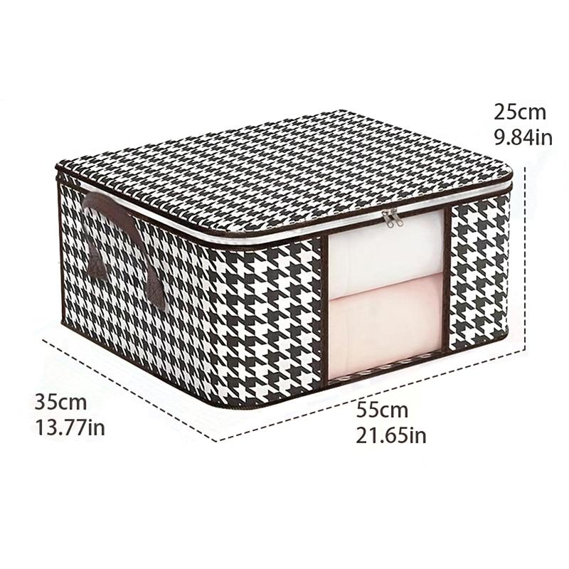 Visible Large Capacity Storage Box Portable Household Clothes Organizer with Handles Foldable Dustproof Quilt Zipper Container