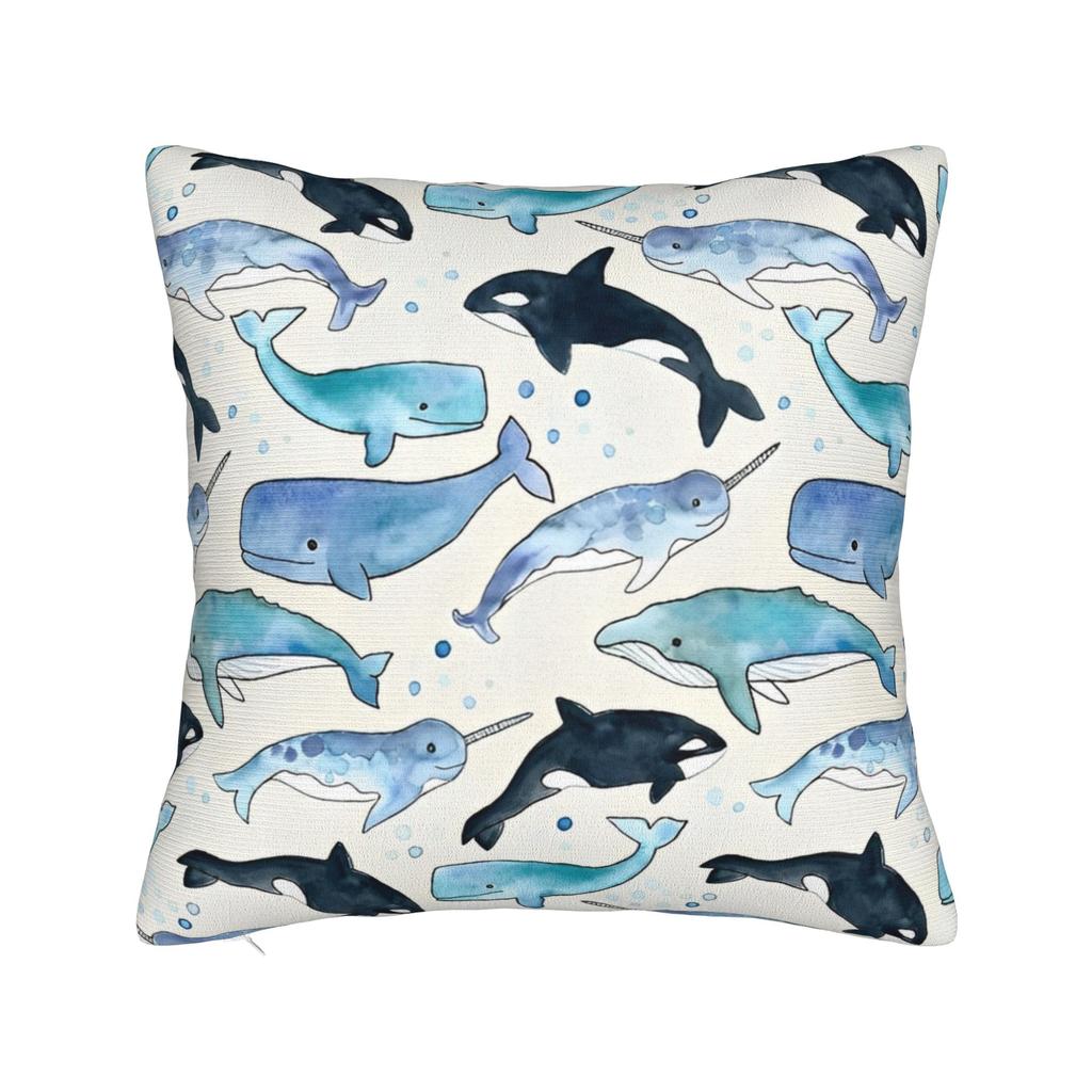 Голова молотка Чехол для декоративной подушки Полиэстер Подушки для дивана Звездные китовые акулы Винтажный наволочка