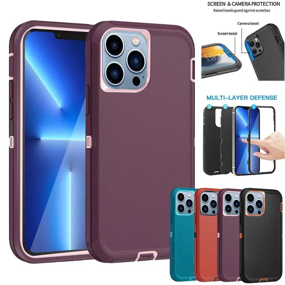 3IN1 для iPhone 15 11 12 13 14 Pro Max XR XS XSMAX X 12/13MINI SE 6 6S 7 8 Plus прочный противоударный бронированный чехол для телефона