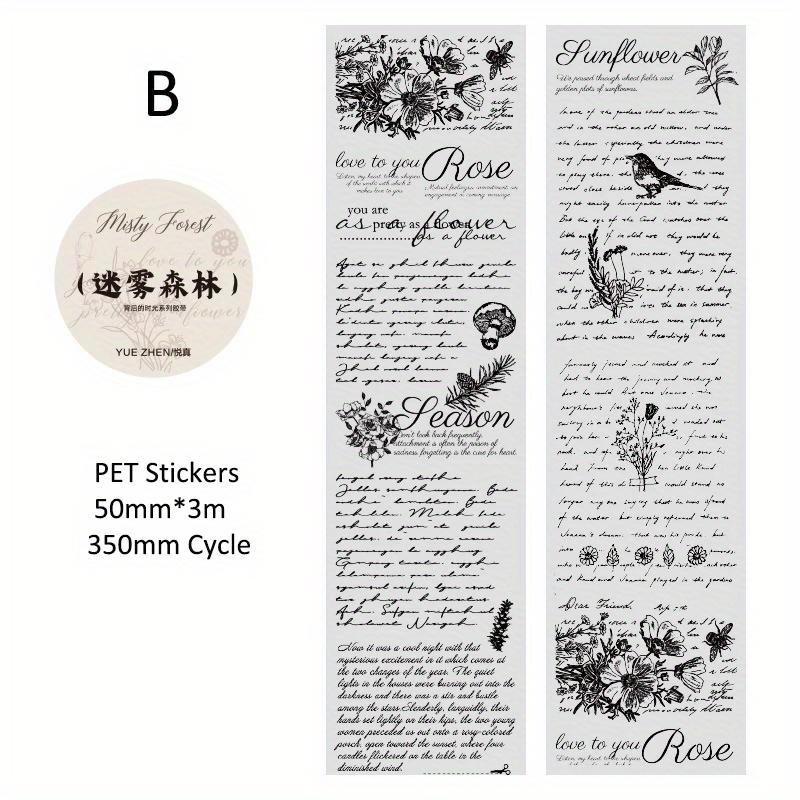 Journamm 50 мм*3 м Винтажные буквы ПЭТ-ленты DIY Скрапбукинг Планировщики Декор Журнал для мусора Водонепроницаемые Коллаж Канцелярские ленты