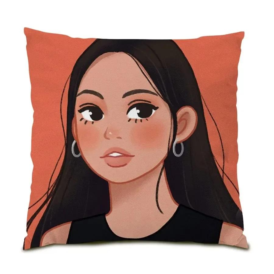 Luxury Home Decor Cushion Cover Cartoon Character Print Office Sofa Pillow Cover