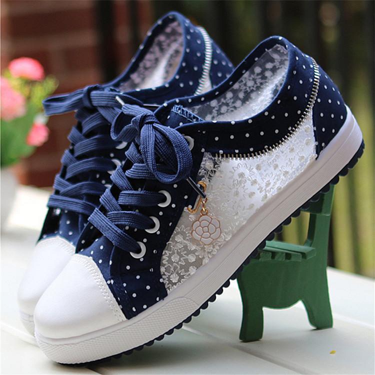 Women Shoes 2022 Fashion Summer Casual Shoes Cutouts Lace Canvas Hollow Breathable Platform Flat Shoes Woman Sneakers