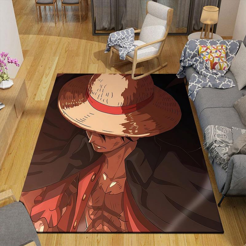 One Piece2 Flannel Pattern Square Carpet,Area Rug,Carpet Rug for Living Room Bedroom Sofa Playroom Decor,Non-slip Floor Mat