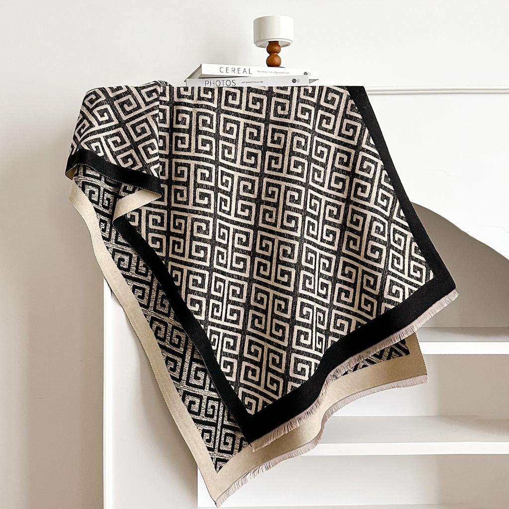 Autumn And Winter Imitation Cashmere Multi-Style With Fringed Large Grid Jacquard Cape Shawl Scarf Female Source Shawl