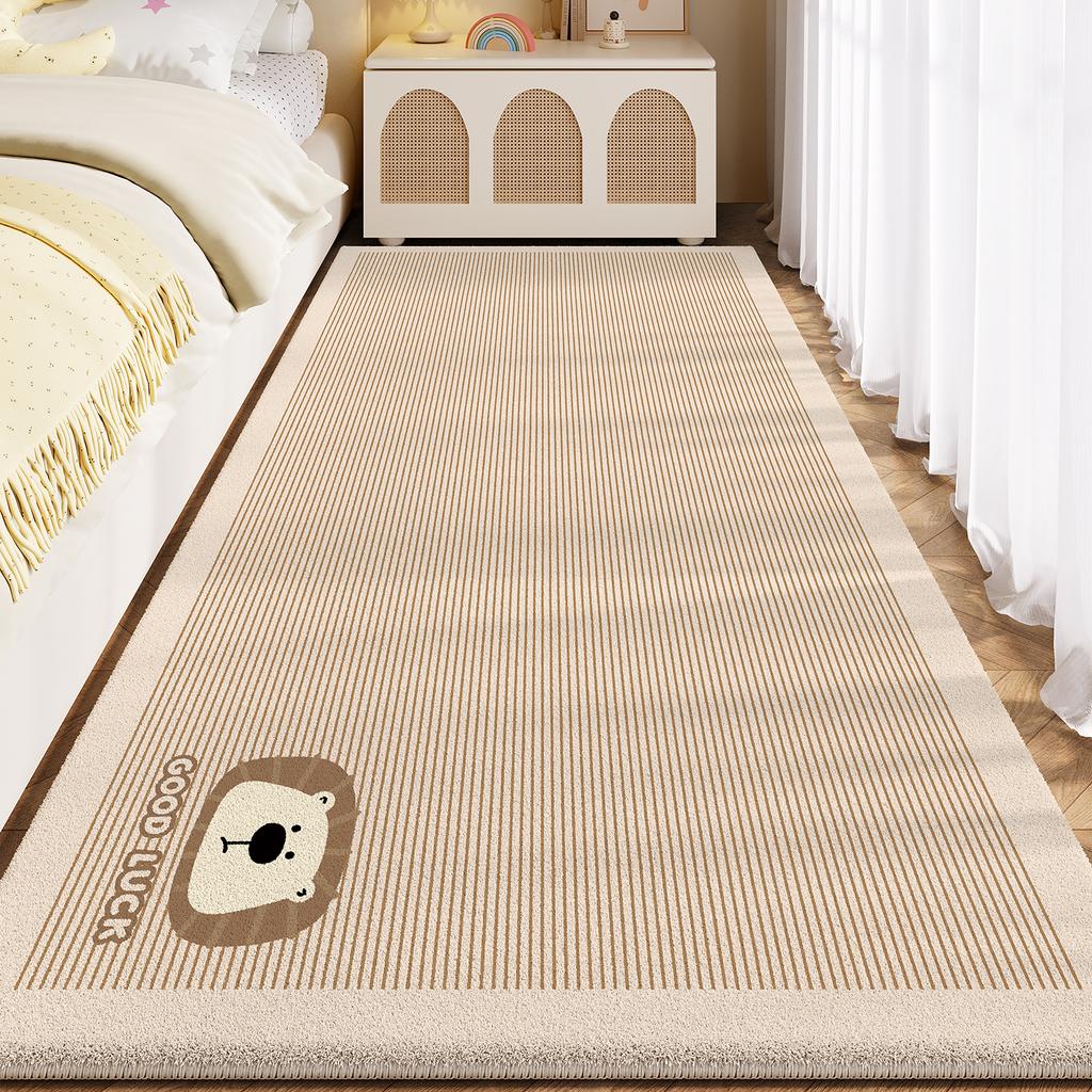Cartoon Style Bedroom Decor Line Carpet Thicken Plush Carpets for Living Room Fluffy Soft Bedside Floor Mat Washable Lounge Rug