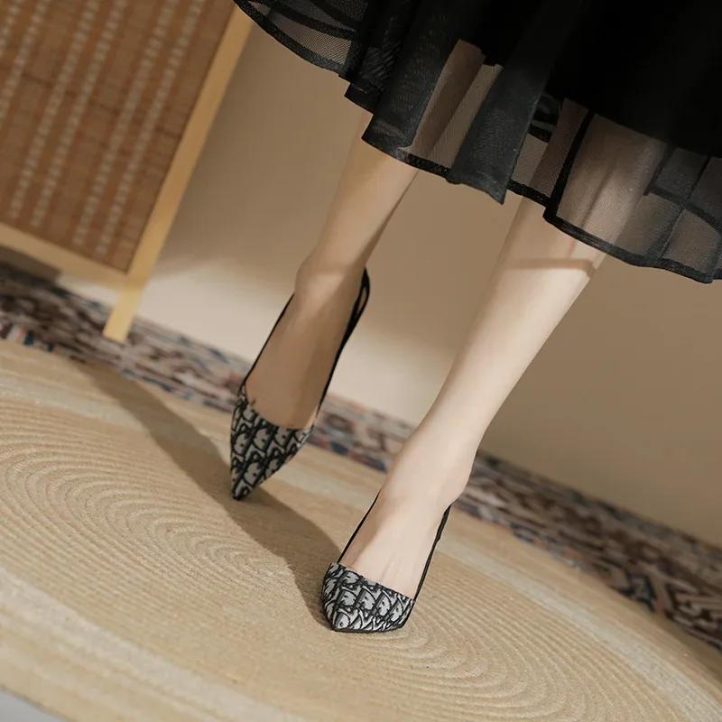 Модные вышитые женские сандалии Модные остроносые на каблуке 2024 Новые роскошные на каблуке Туфли женские на высоком каблуке