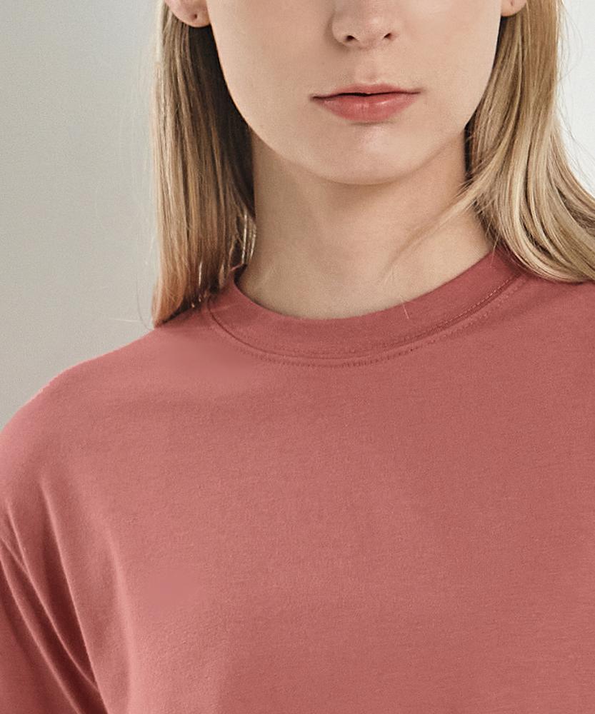Женская одежда для йоги Debiweeo Devi-T0109-Пыльная роза Базовая укороченная футболка с коротким рукавом для пилатеса