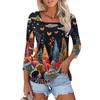 Рубашка для женщин, модная, повседневная, с квадратным вырезом, рукавом 3/4, свободная, с принтом на Хэллоуин, женская футболка, топ