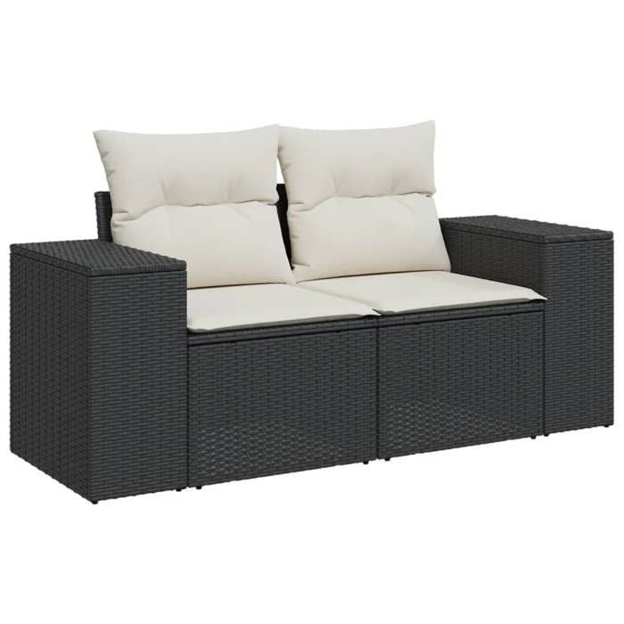 VidaXL Salon de Jardin avec Coussins 6 pcs, Canapés de Terrasse, Ensemble de Meubles de Patio, Mobilier d'Extérieur, Noir 3222625