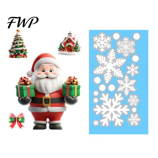 Christmas Party Supplies Static Window Clings, Reusable Decals with Santa Snowman Snow Holiday Glass Stickers House Designs, Double Sided for