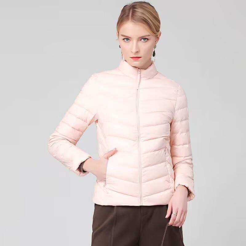 Lightweight White Duck Down Winter Women's Short Style New Solid Color Down Jacket Slim Fitting and Slim Standing Collar Lightweight Jacket Trend