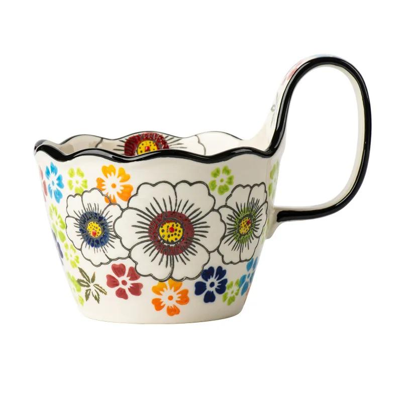 1 шт. 400 мл керамические кружки с ручками и ложками бытовая чашка для кофе эспрессо в подарок чашка для молока сока чая воды посуда для напитков