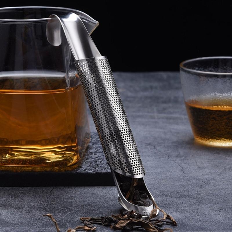 Teas Infuser Set For Loose Leaf Brewing Stainless Steels Net Filter With Hanging Hook Handle And Included Cleaning Brush