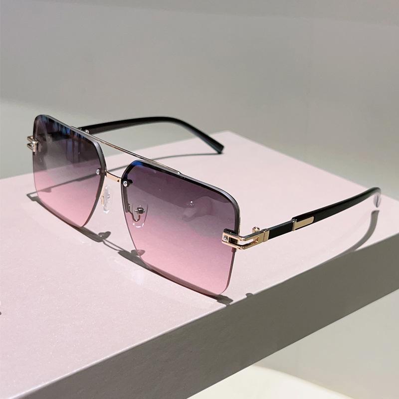 y2k Half Frame Luxury Designer Square Sun Glasses Women For Men Female Vintage Punk Metal Outdoor Driving Sun Glasses UV400