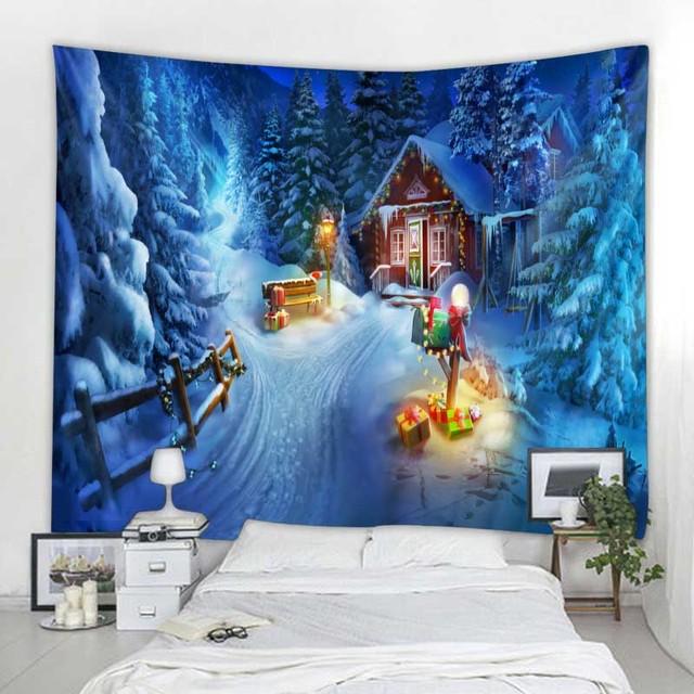 Рождественский гобелен настенный Санта-Клаус Рождественская елка Снежная сцена домашнее праздничное украшение гобелен камин рождественские подарки