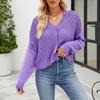 Женский модный вязаный кардиган с v-образным вырезом и свободным вязаным топом с длинными рукавами