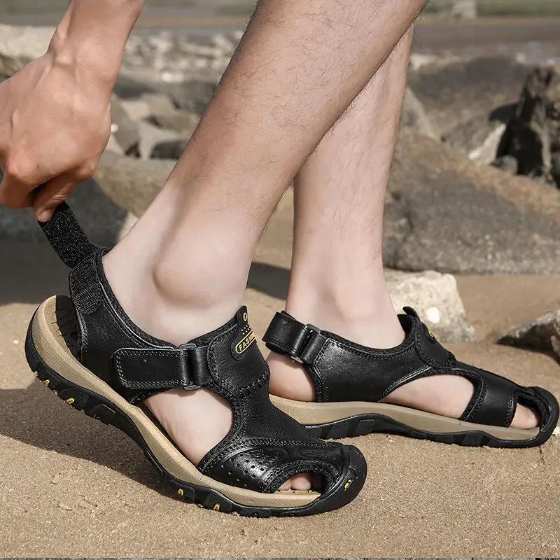 Модная мужская обувь на платформе, закрытый носок, натуральная кожа, дешевая распродажа, цвет, большой размер, модели 2025 года, открытая, купить, мужская сандалия из ЭВА