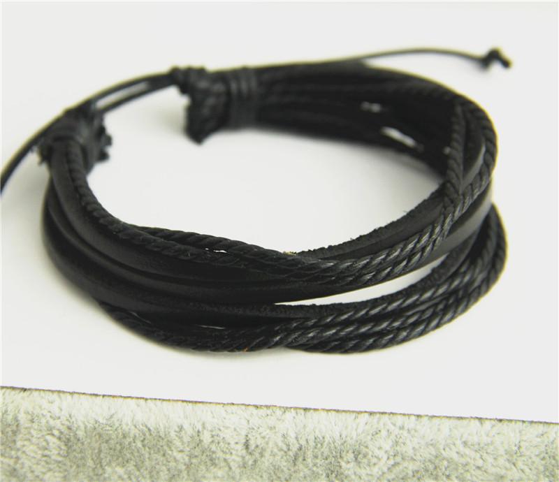 Sell 100% Hand-Woven Jewelry Wrap Multilayer Leather Braided Rope Wristband Men Bracelets & Bangles For Women