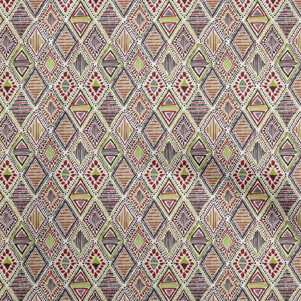 oneOone Cotton Flex Green Fabric Tribal Quilting Supplies Print Sewing Fabric by The Yard 40 Inch