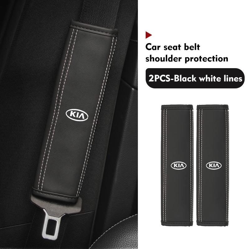 CASSX1 For KIA Leather Car Seat Safety Belt Soft Protector Shoulder Strap Pad Auto Accessories Ceed Sportage Rio K5 K2 Optima Cerato