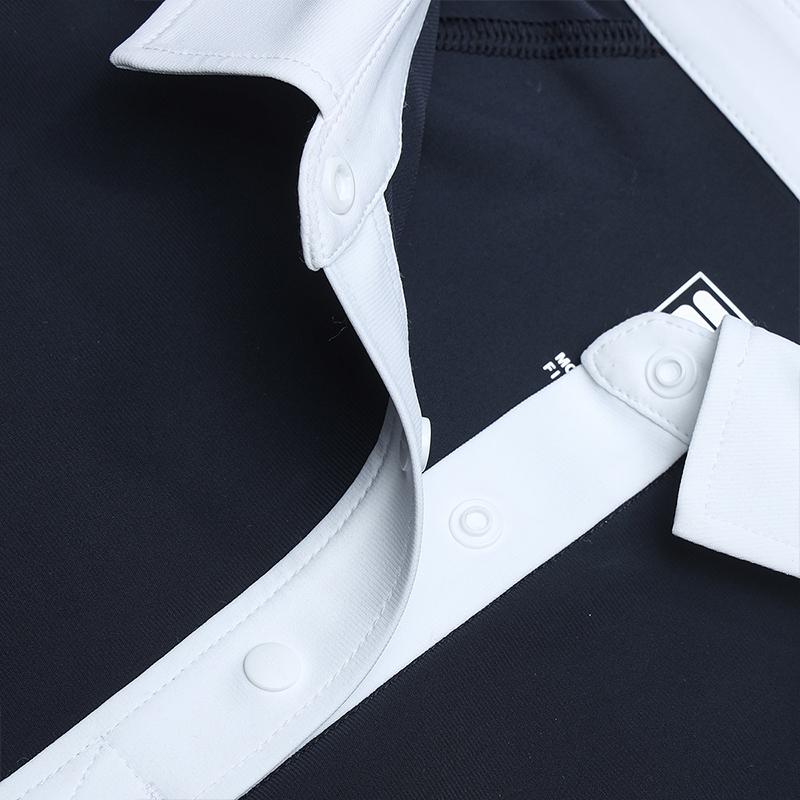 Fila Приталенная универсальная вязаная футболка-поло с длинным рукавом в морском стиле Женская одежда Цвет приливной волны A11W515209F-DB