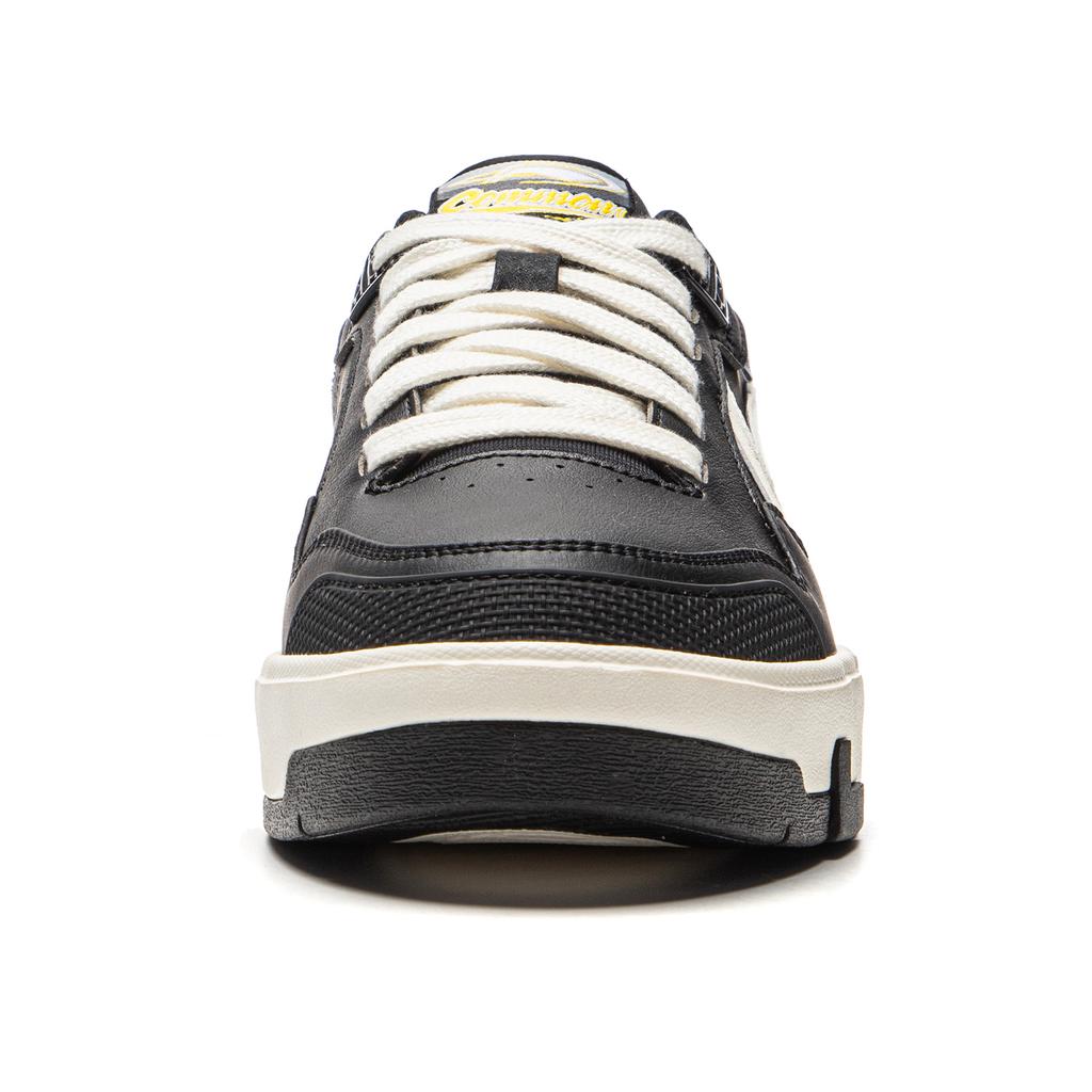 Li Ning Common 80s Fashion Trend Slip Resistant Durable Low Top Skate Shoes Men Sneakers Black White AGCU157-1