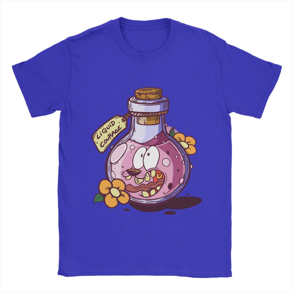 Courage Dog T-Shirt Summer 100% Cotton T Shirts For Men Harajuku Design Tshirt Short-Sleeve Vintage Tops