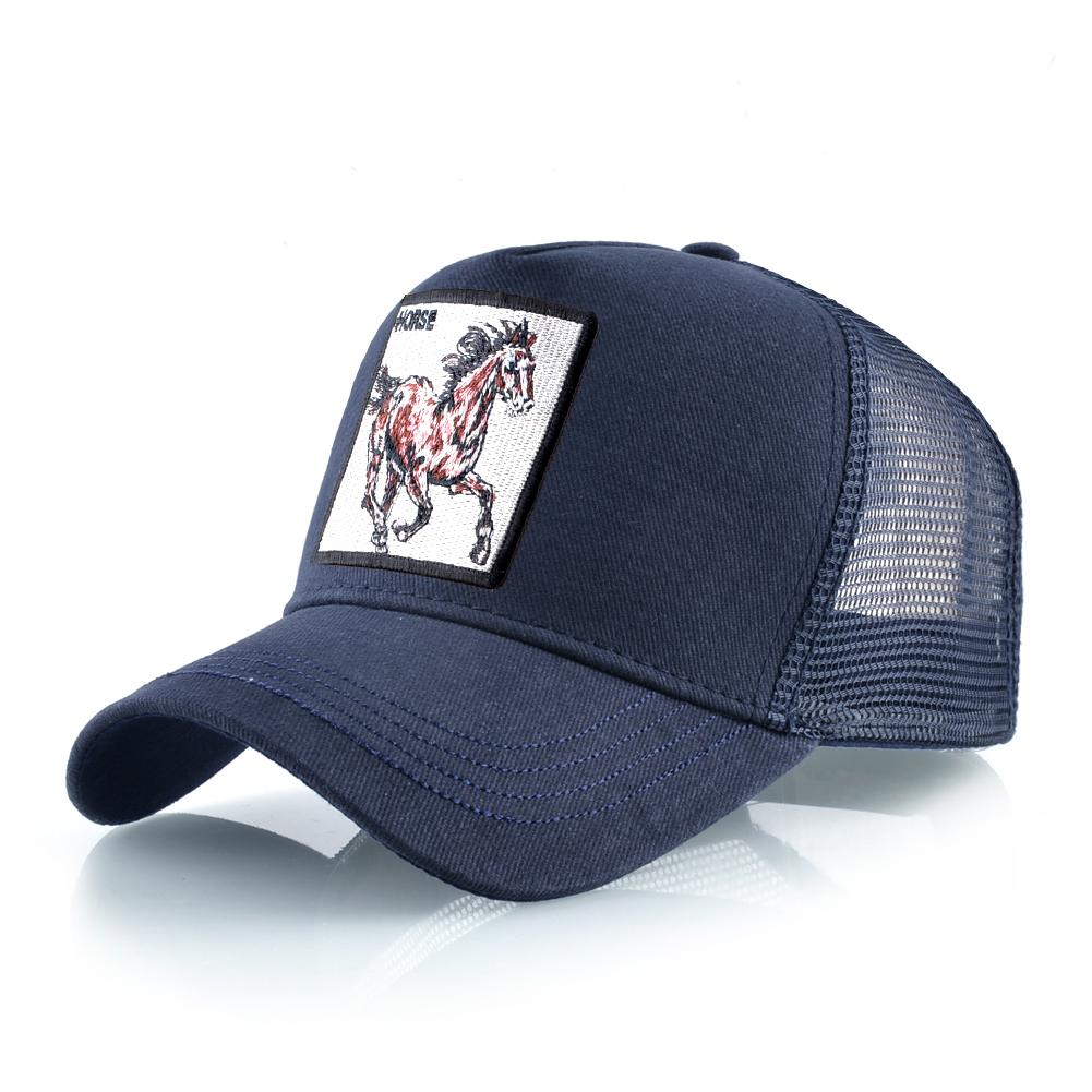 Новые модные бейсболки для мужчин и женщин, сетчатые бейсболки Snapback с вышивкой лошади, летние кепки с козырьком для дальнобойщика