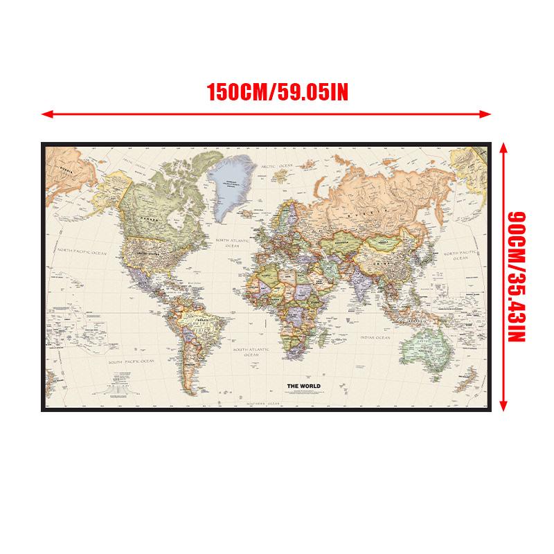 1 шт. Карта мира настенный плакат прозрачный печатный холст картина декоративная подвесная картина офис дом школьные принадлежности без рамки
