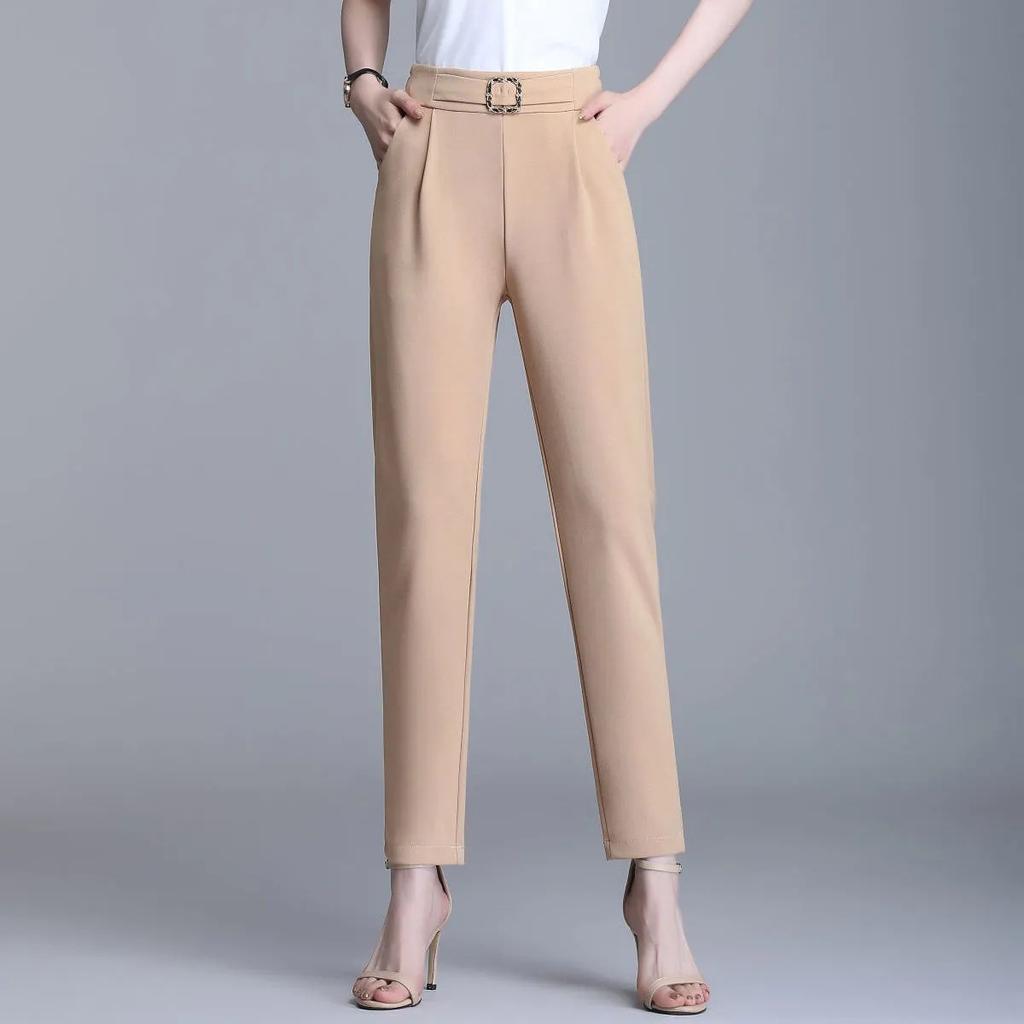 Women's Trousers Spring Summer Trousers Casual Ninth Trousers Women's Thin Universal Harem Pants with High Waist