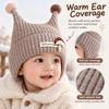 Wind Proof Infant Hat Knitted Fabric Earflap Cap Solid Color Pullover Hat  Outdoor Use