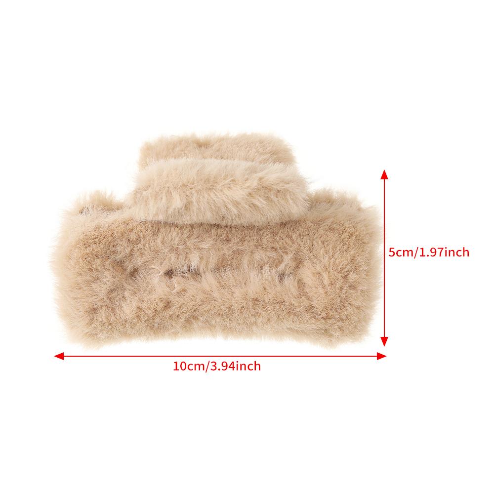 AWAYTR New Faux Fur Hair Claw Clips Large Hollowed Rectangle Plush Shark Clip Clamps Grab Girls Women Hair Accessories
