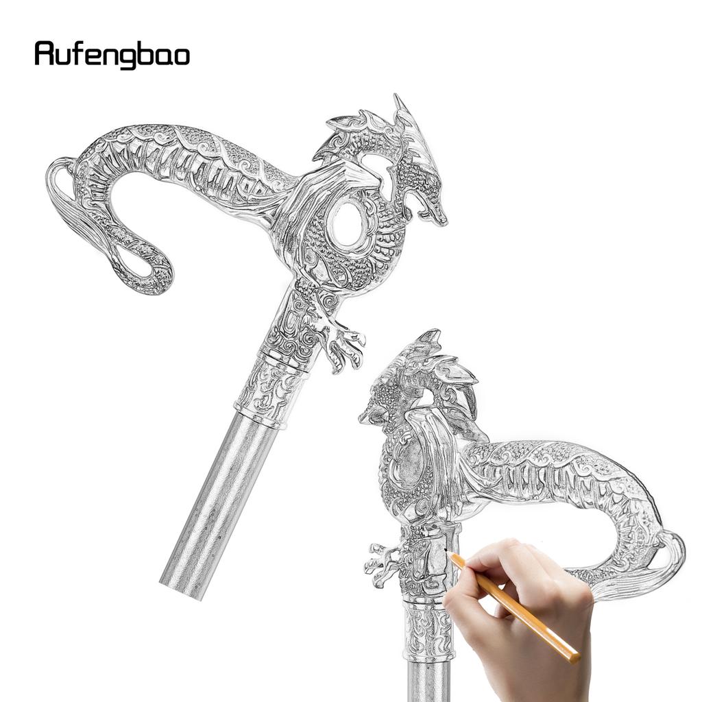Серебряная роскошная трость с драконом, модная декоративная трость, элегантная трость для джентльмена, ручка для трости для косплея, 93 см