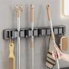 Mop and Broom Organizer Mop Holder Rack Mop Holder Wall Mounted Strong Broom Mop Holder Self With 5 Hooks Organizers Hang Broom